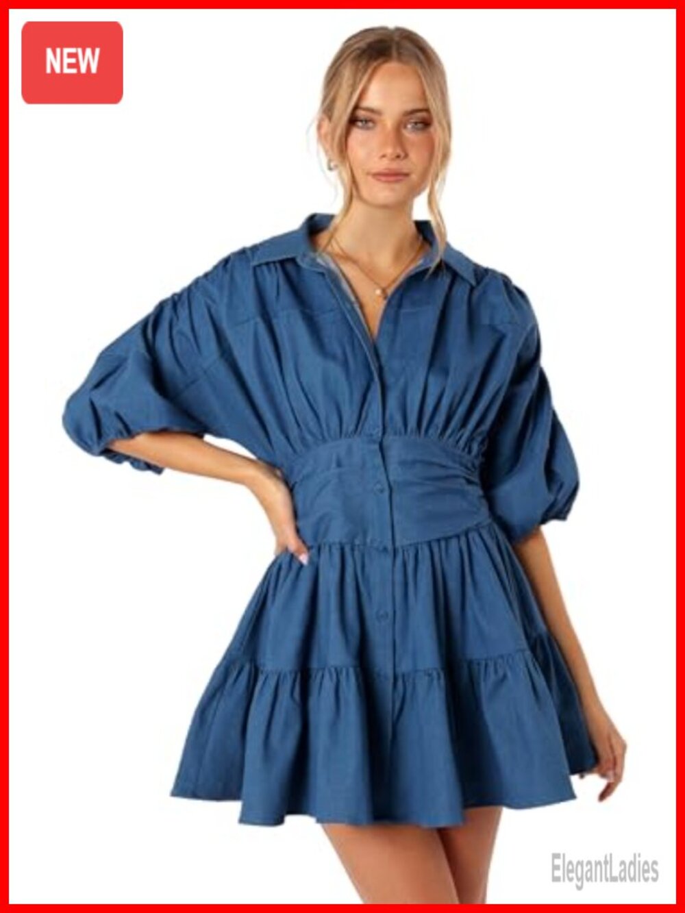 Petal & Pup Francis Long Sleeve Mini Dress A-line V-Neck Party